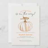 リトルパンプキン 水彩 ニュートラル ベビーシャワー 招待状 (正面)