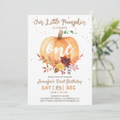 リトルパンプキン　男女兼用　秋の1歳誕生日 招待状 (スタンド正面)