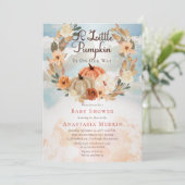 リトルパンプキン | 秋の花の女の子のベビーシャワー 招待状 (スタンド正面)