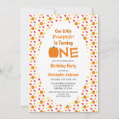 リトルパンプキン 秋の葉っぱ 1歳の誕生日 招待状 (正面)