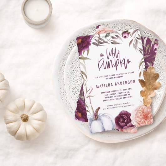 リトルパンプキン 秋 水彩 花 ベビーシャワー