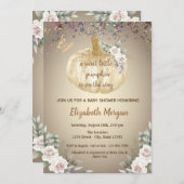 リトルパンプキン 花 蝶 ベビーシャワー 招待状 (正面/裏面)