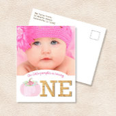 リトルパンプキン 1歳の女の子の誕生日招待状 ポストカード