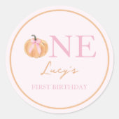 リトルパンプキン 1歳の誕生日  ラウンドシール (正面)