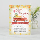 リトルパンプキ素朴ントラックベビーシャワー招待状 招待状 (スタンド正面)