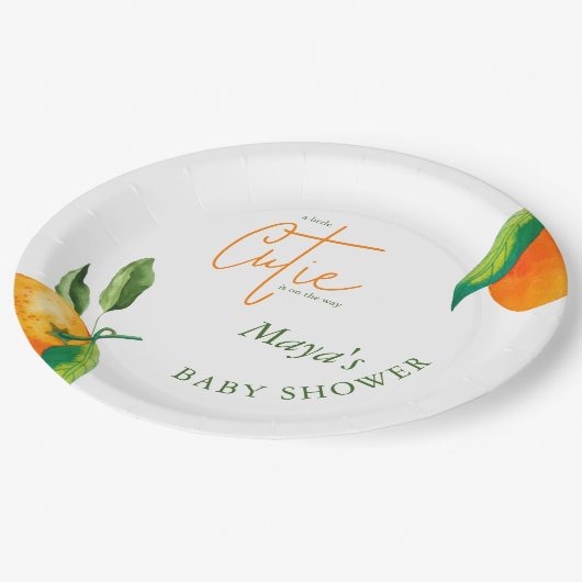 リトルパーソナライズされたかわいこちゃん柑橘系ベビーシャワー ペーパープレート (アングル)