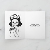リトルパーソナライズされたカートゥーンガールピンク誕生日 カード (内部)