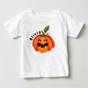 リトルパーソナライズされたパンプキンハロウィーン ベビーTシャツ