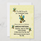 リトルパーソナライズされたビーテーマ1st誕生日パーティー 招待状 (正面)