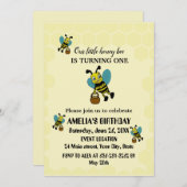 リトルパーソナライズされたビーテーマ1st誕生日パーティー 招待状 (正面/裏面)