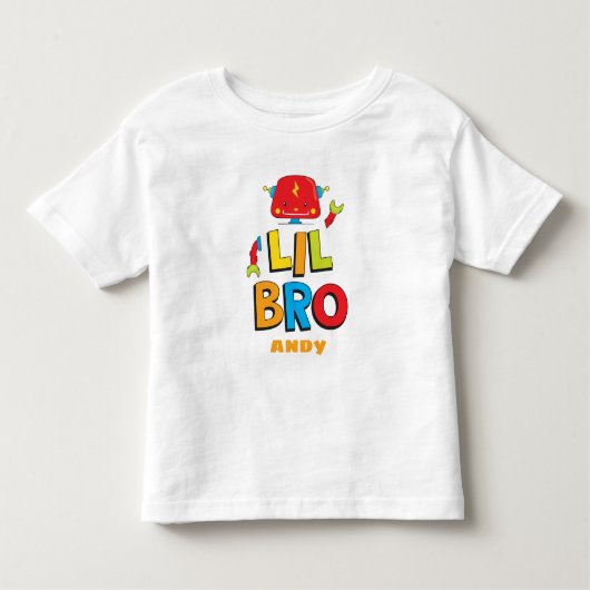 リトルパーソナライズされたブラザーロボットTシャツ トドラーTシャツ (正面)