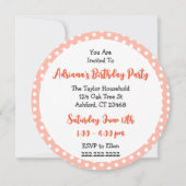 リトルパーソナライズされたマンガールコーラル誕生日 招待状 (裏面)