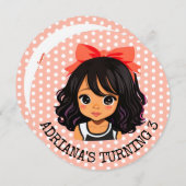 リトルパーソナライズされたマンガールコーラル誕生日 招待状 (正面/裏面)