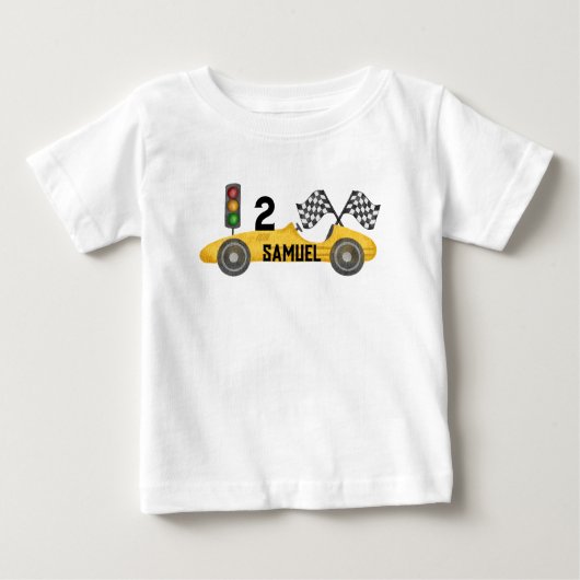 リトルパーソナライズされたレーサー誕生日 ベビーTシャツ (正面)