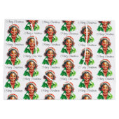 リトルパーソナライズされたヴィンテージガールクリスマス ラージペーパーバッグ (裏面)