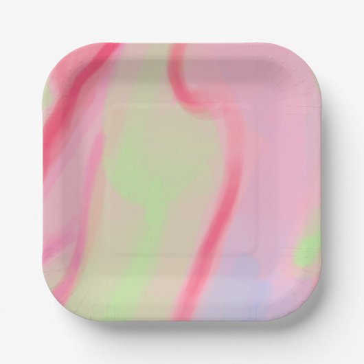 リトルパーティーバルーン動物ピンク絵を描誕生日 ペーパープレート (正面)