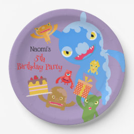 リトルパーティーモンスターと紙吹雪の誕生日パーティー ペーパープレート