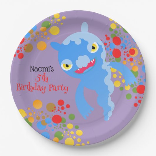リトルパーティーモンスター紙吹雪誕生会 ペーパープレート (正面)