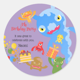 リトルパーティーモンスター紙吹雪誕生会 ラウンドシール