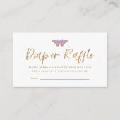 リトルパープルバタフライおむつラッフルベビーシャワー エンクロージャーカード (正面)