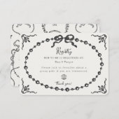 リトルパールコケット弓ギフトレジストリ挿入 エンクロージャーカード (正面/裏面)