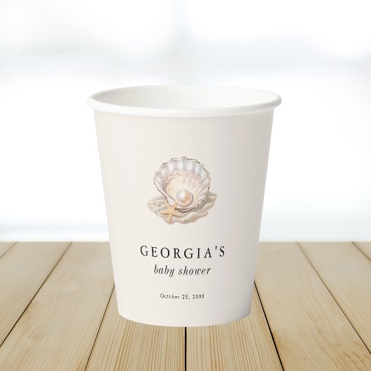 リトルパールシーシェルコーストビーチベビーシャワー 紙コップ