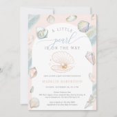 リトルパールシーシェル海ビーチベビーシャワー 招待状 (正面)