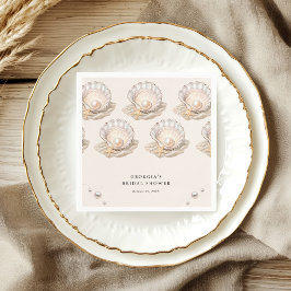 リトルパールビーチ海シーシェルガールベビーシャワー スタンダードカクテルナプキン