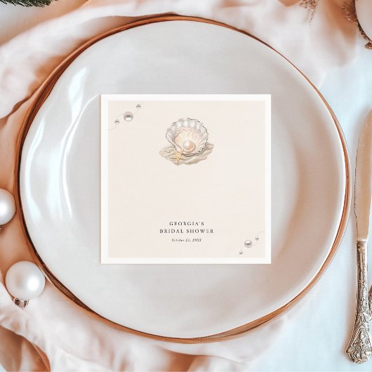 リトルパール海ビーチシーシェルガールベビーシャワー スタンダードカクテルナプキン