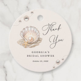 リトルパール海ビーチシーシェルガールベビーシャワー フェイバータグ