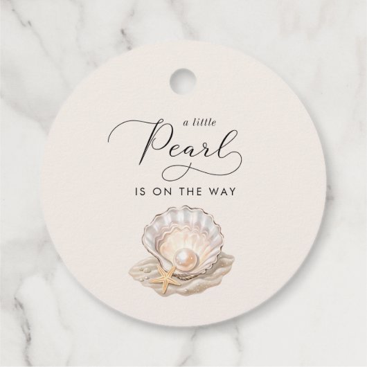 リトルパール海ビーチシーシェルガールベビーシャワー フェイバータグ (裏面)