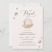 リトルパール オーシャンビーチ シェル ガール ベイビーシャワー 招待状 (正面)