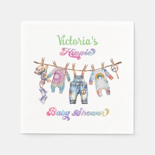 リトルヒッピーTye染料の洗濯の赤ちゃんシャワー スタンダードカクテルナプキン (正面)