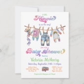 リトルヒッピーTye染料の洗濯の赤ちゃんシャワー 招待状 (正面)