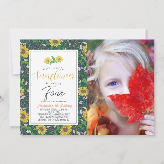 リトルヒマワパタン海軍誕生日写真 招待状 (正面)