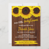 リトルヒマワリ素朴ウッド誕生日 サンキューカード (正面)