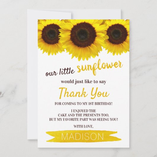 リトルヒマワリ誕生日 サンキューカード (正面)