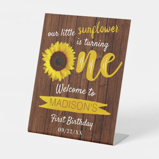 リトルヒマワリ1歳の誕生日へようこそ 台座サイン (正面)