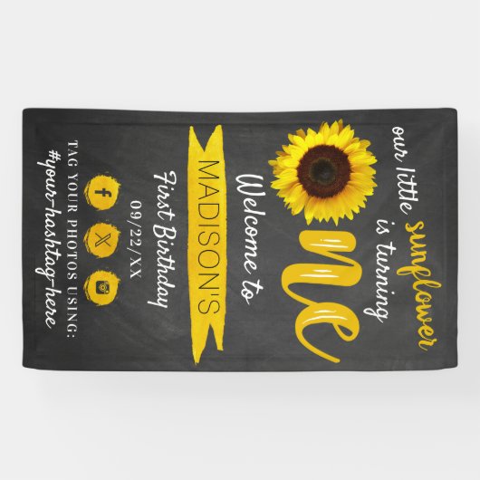 リトルヒマワリ1歳の誕生日へようこそ 横断幕 (横)