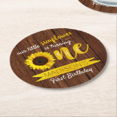 リトルヒマワリ1歳の誕生日パーティー ラウンドペーパーコースター (アングル)