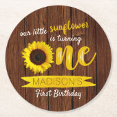 リトルヒマワリ1歳の誕生日パーティー ラウンドペーパーコースター (正面)