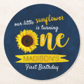リトルヒマワリ1歳の誕生日パーティー ラウンドペーパーコースター (正面)