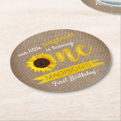 リトルヒマワリ1歳の誕生日パーティー ラウンドペーパーコースター (アングル)