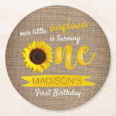 リトルヒマワリ1歳の誕生日パーティー ラウンドペーパーコースター (正面)