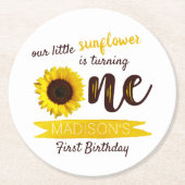 リトルヒマワリ1歳の誕生日パーティー ラウンドペーパーコースター (正面)