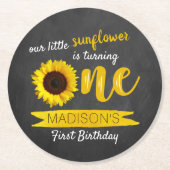 リトルヒマワリ1歳の誕生日パーティー ラウンドペーパーコースター (正面)