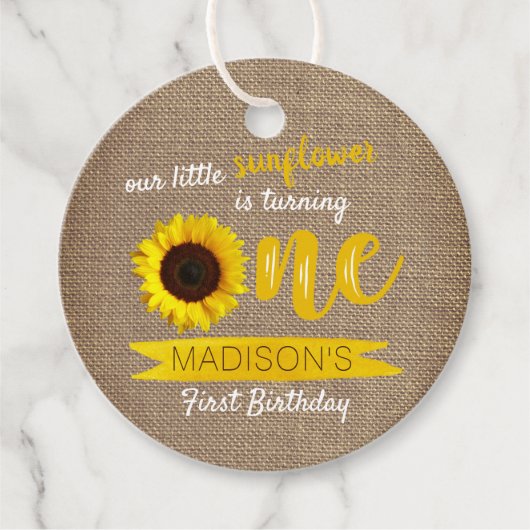 リトルヒマワリ1歳の誕生日メッセージカード フェイバータグ (正面)