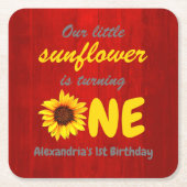 リトルヒマワリ1歳の誕生日 スクエアペーパーコースター (正面)
