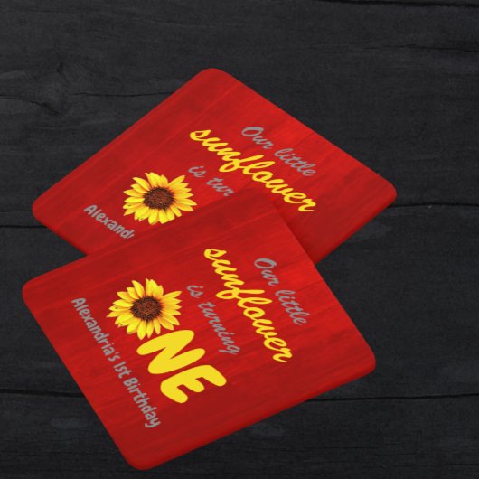 リトルヒマワリ1歳の誕生日 スクエアペーパーコースター