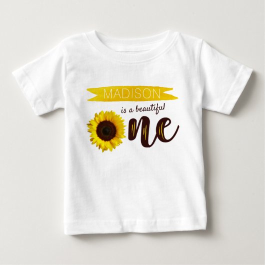 リトルヒマワリ1歳の誕生日 ベビーTシャツ (正面)